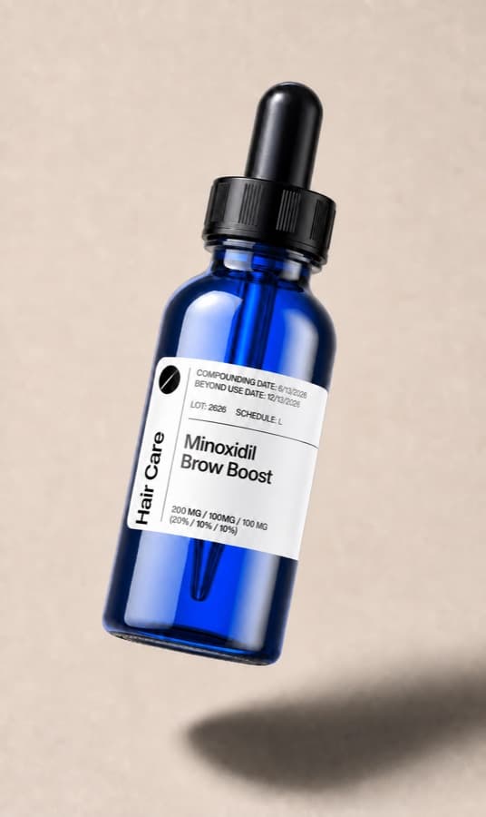 Compounded Minoxidil Brow Boost dropper bottle
